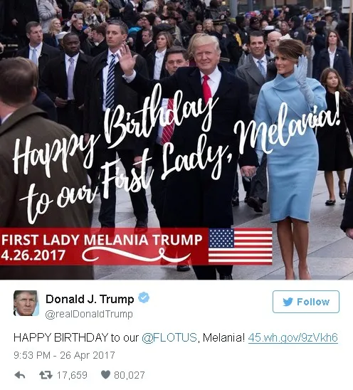 Happy Birthday FLOTUS! © twitter.com/realDonaldTrump