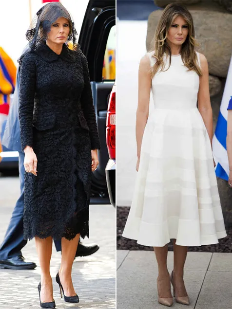 Warna hitam dan putih selalu menjadi favorit Melania © eonline.com