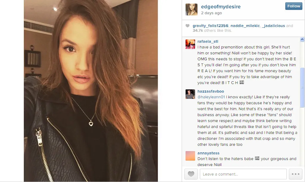 Melissa mendapat banyak kecaman dan hujatan dari para fans One Direction ©Instagram.com/edgeofmydesire/