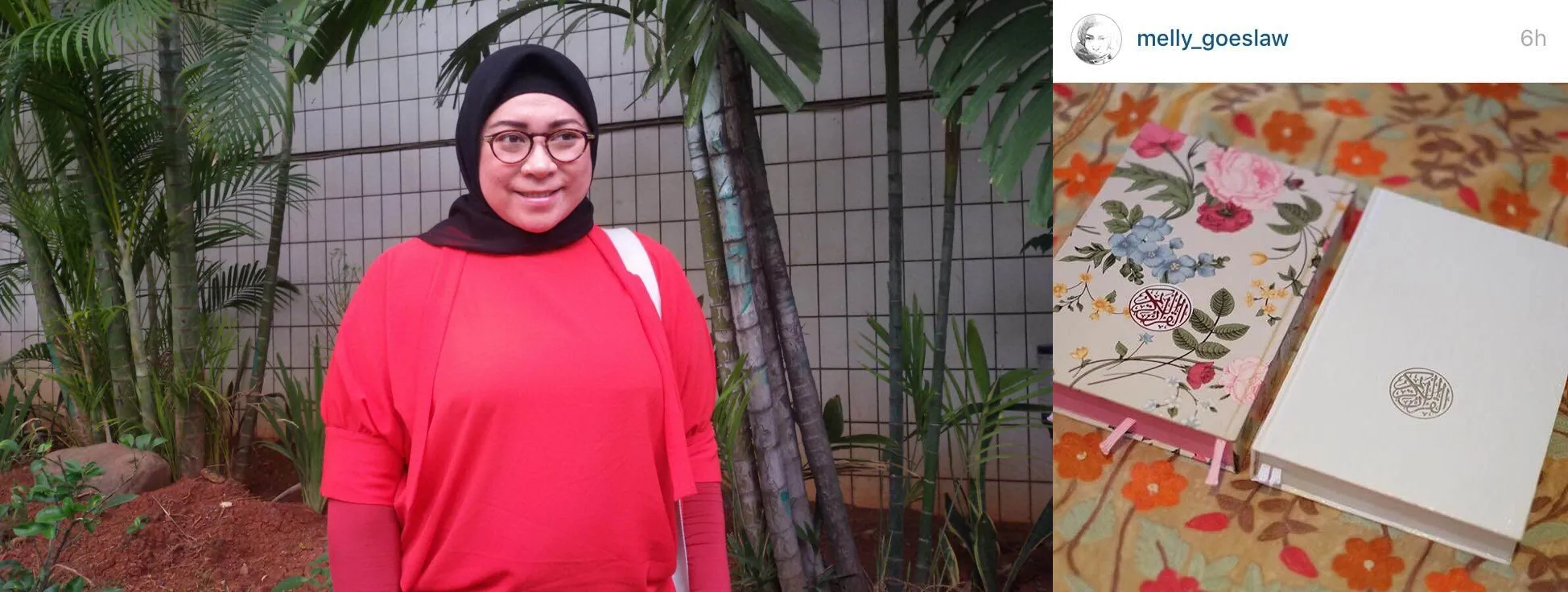 Melly Goeslaw menyumbangkan Al Quran dengan cover hasil desainnya. ©KapanLagi.com/Nuzurul Rakhmah+instagram Melly Goeslaw