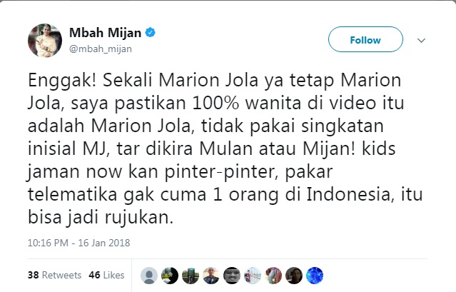 Mbah Mijan memberikan penegasan kembali di twitter terkait video yang beredar. cr: twitter.com/mbah_mijan