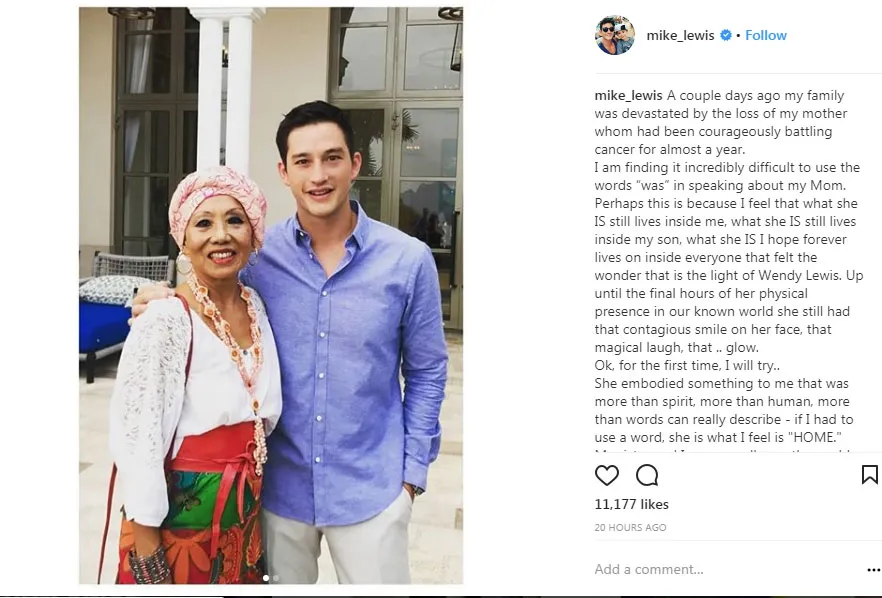Mike Lewis mengumumkan kabar duka kematian ibunya. © Instagram.com/mike_lewis