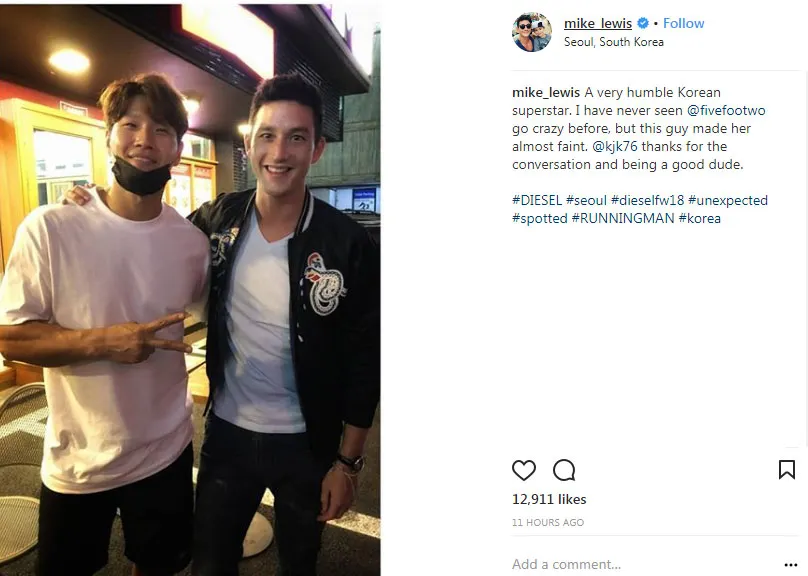 Mike Lewis kemtemu Kim Jong Kook di Korea. © Instagram.com/mike_lewis