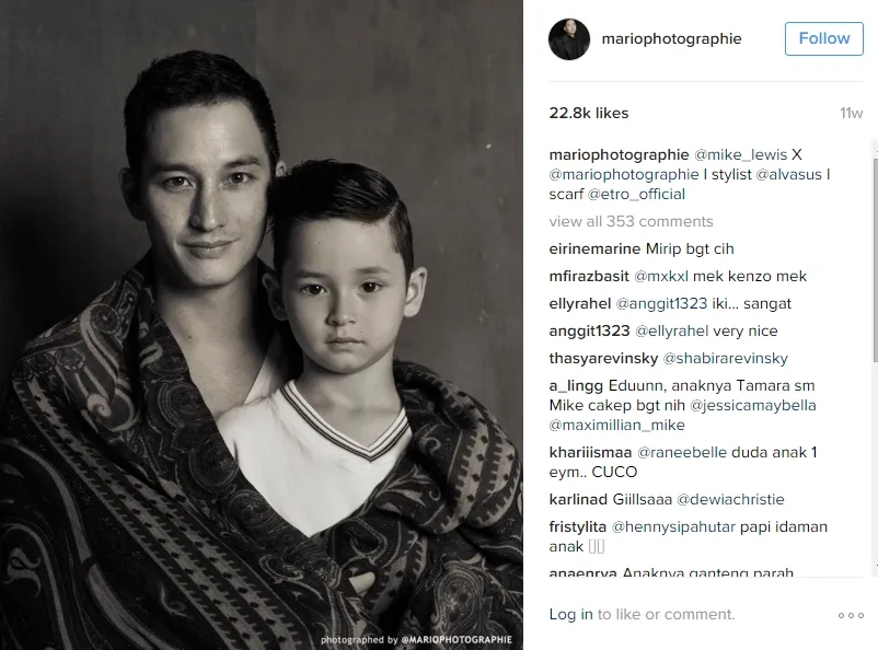 Mike Lewis dan putranya jalani pemotretan. ©instagram.com/mariophotographie