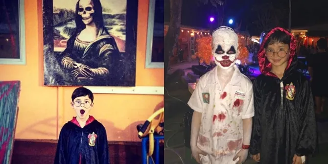 Tampak melalui unggahan Mike dan Tamara, Kenzou tengah menikmati perayaan Halloween di sekolahnya. Ia berdandan bak Harry Potter, menggemaskan ya! © Instagram/@mike_lewis