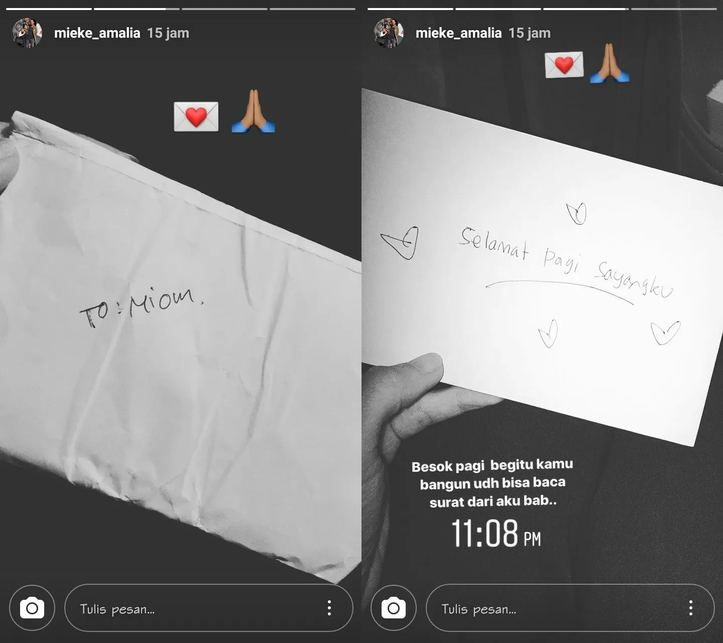 Mieke dan Tora saling berhubungan lewat surat. 姆nstagram.com/mieke_amalia