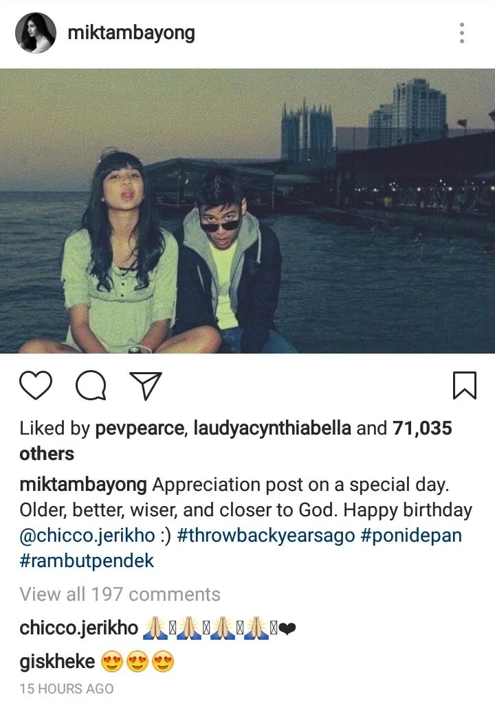 Mikha ucapkan selamat ultah ke Chicco di IG ©instagram/miktambayong