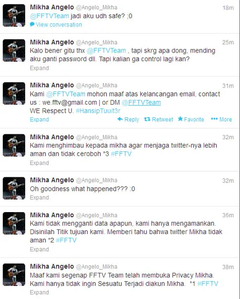 Akun Twitter Mikha Angelo