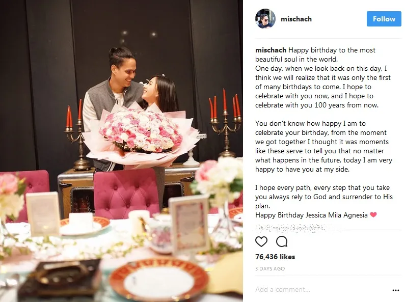 Bikin iri! Mischa tulis kata-kata romantis saat ultah Mila. /©instagram.com/mischach