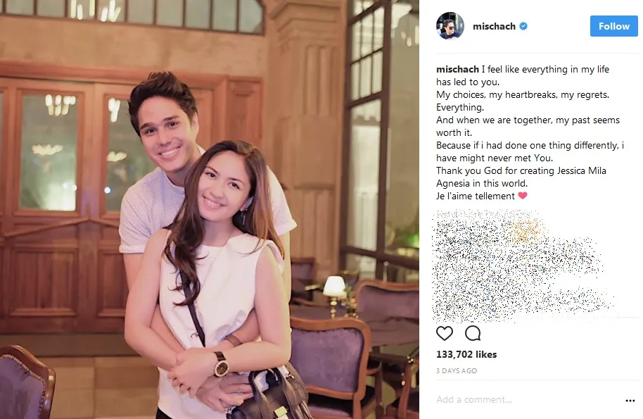 Misha tulis kalimat yang romantis untuk Mila. /©instagram.com/jscmila/mischach