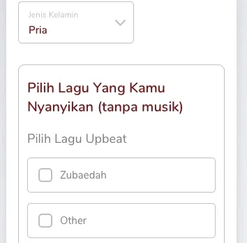 Tahap Memilih lagu, klik pria atau wanita (credit: Kapanlagi.com)