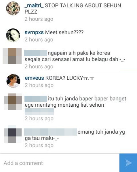 Berbagai komentar dari fans Sehun EXO @ instagram.com/mirandakerr