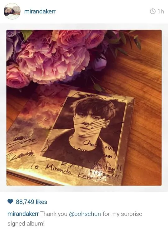 Album EXO bergambar Sehun milik Miranda Kerr yang bikin heboh fans K-Pop © instagram.com/mirandakerr