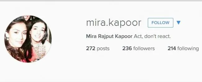 Mira langsung mengubah nama belakangnya begitu ia resmi menikah dengan Shahid Kapoor. @instagram/mira.kapoor