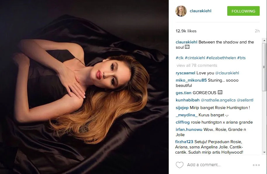 Cinta Laura disebut mirip 3 bintang besar Hollywood © Instgram.com/claurakiehl