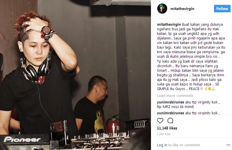 Saran Mitha untuk para fans © Instagram/mitathevirgin