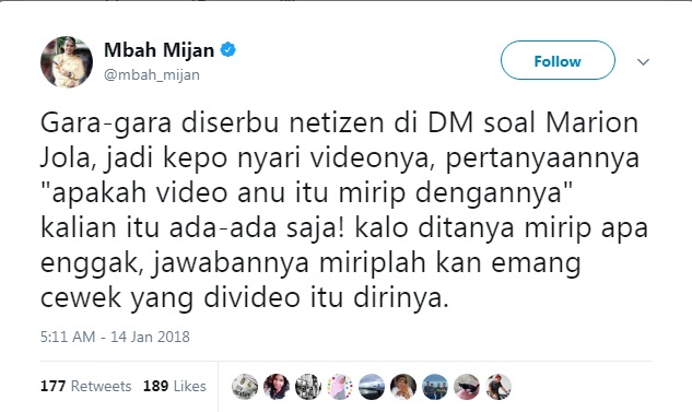 Mbah Mijan memberikan pernyataan terkait video yang banyak dibahas. cr: twitter.com/mbah_mijan