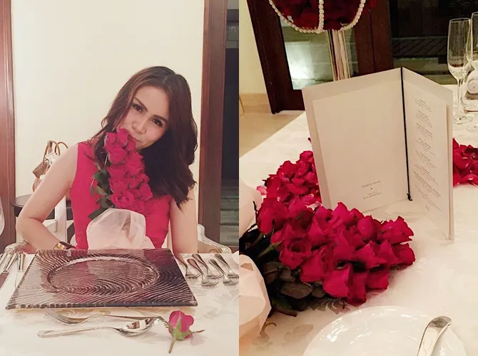 Dinner romantis sekaligus momen saat Nicola meminang Momo. © Instagram/therealmomogeisha