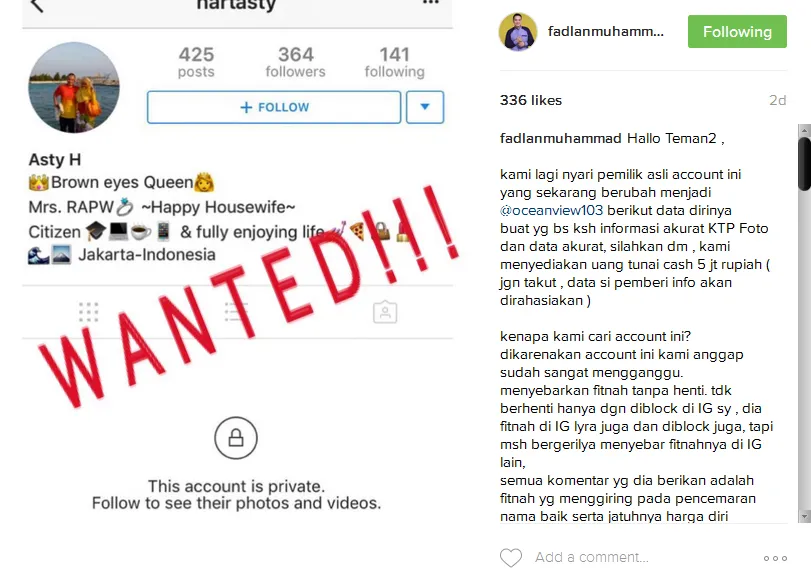 Fadlan cari haters © Instagram/fadlanmuhammad