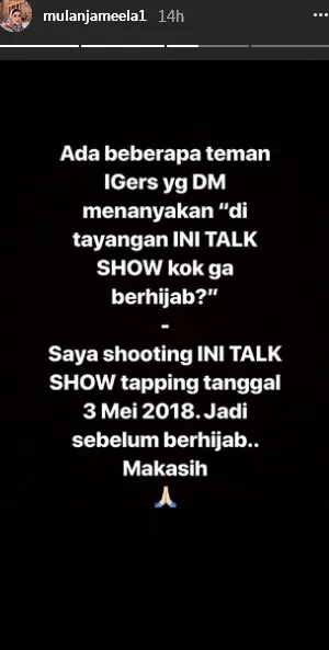 Penjelasan Mulan Jameela soal dirinya tak memakai hijab di TV ©instagram/mulanjameela1