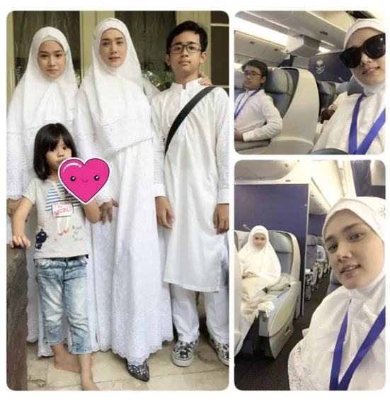 Mulan berangkat umroh tanpa Dhani dan Safeea © Path/Mulan Jameela