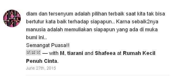 Pesan Mulan Jameela @foto: Official Path Mulan Jameela