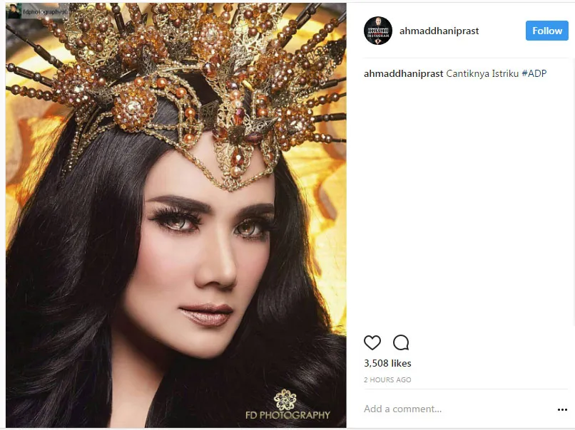 Ahmad Dhani memuji kecantikan Mulan Jameela. © Instagram/ahmaddhaniprast