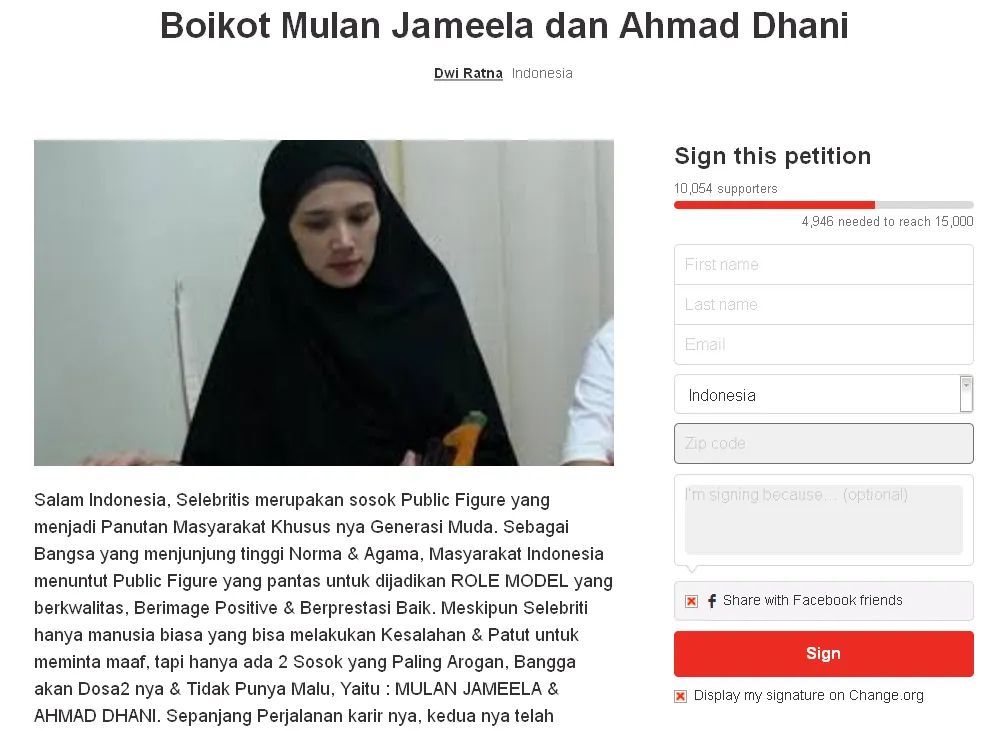 Kalian setuju dengan petisi ini? © Change.org