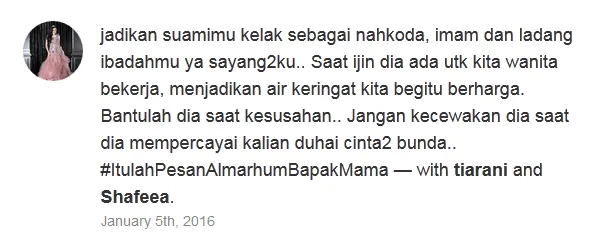 Pesan Mulan untuk Safeea dan Tiara © Path/Ayank