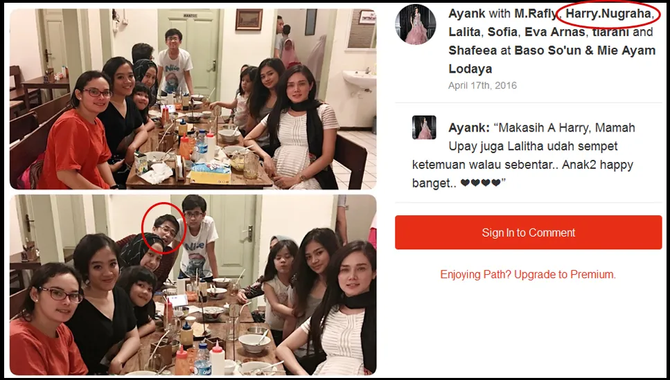 Mulan 'reunian' dengan eks suami? © Path/Mulan Jameela