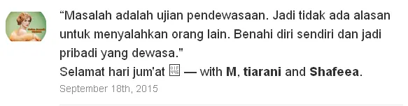 Pesan Mulan untuk anak-anaknya © Path/Mulan Jameela