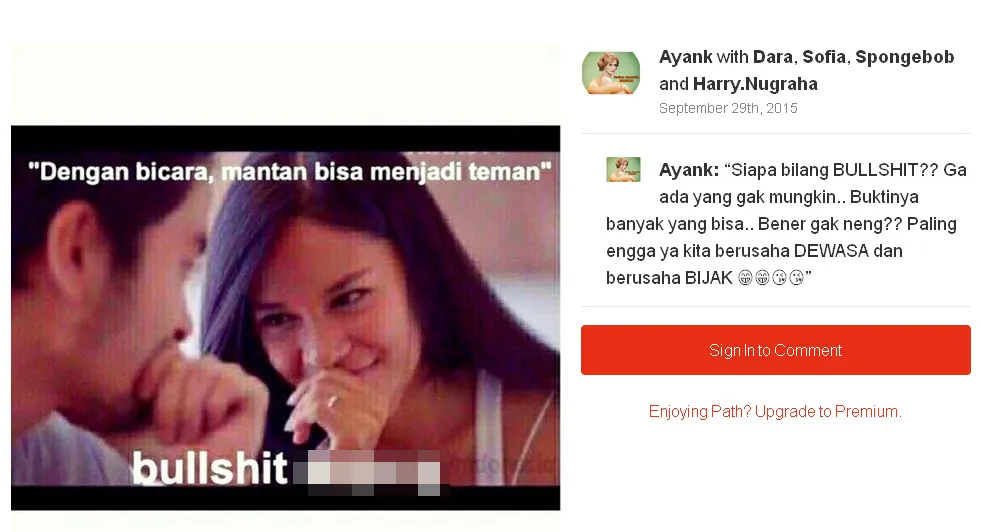 Kalian setuju dengan Mulan? © Path/Mulan Jameela