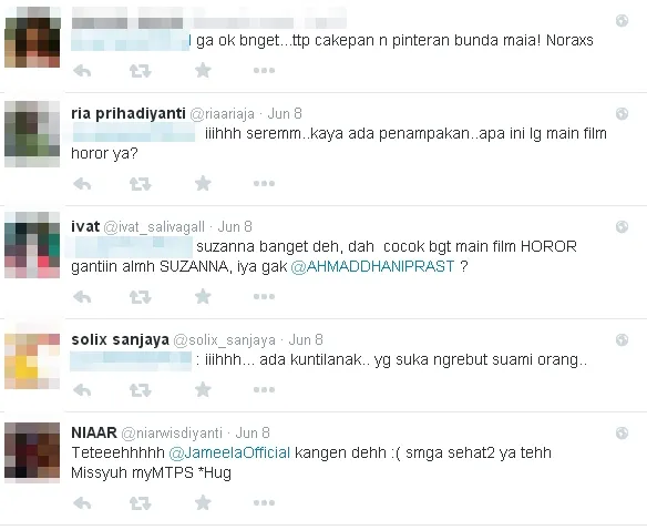 Komentar di twitter Mulan Jameela. ©@JameelaOfficial