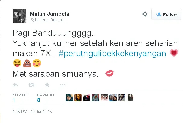 Tweet Mulan Jameela / © Twitter