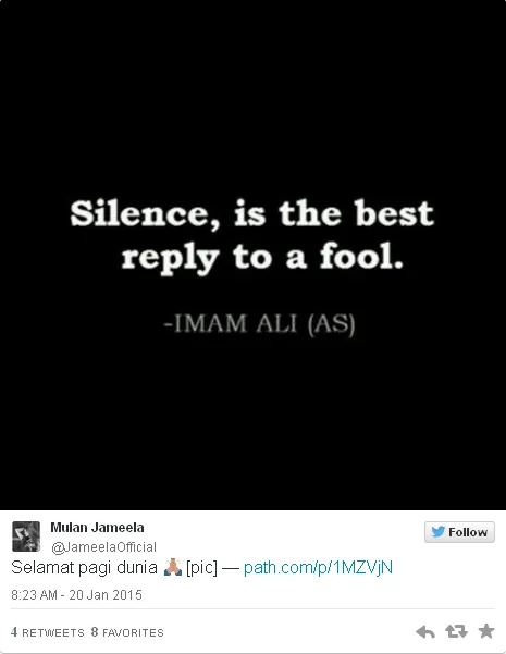 Tweet Mulan Jameela / © Twitter