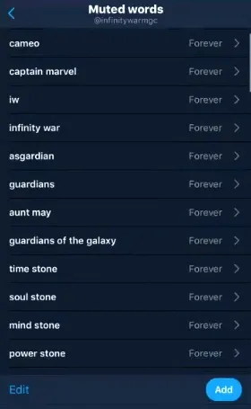 'Matikan' kata yang berhubungan dengan Avengers © twitter.com/infinitywarmgc