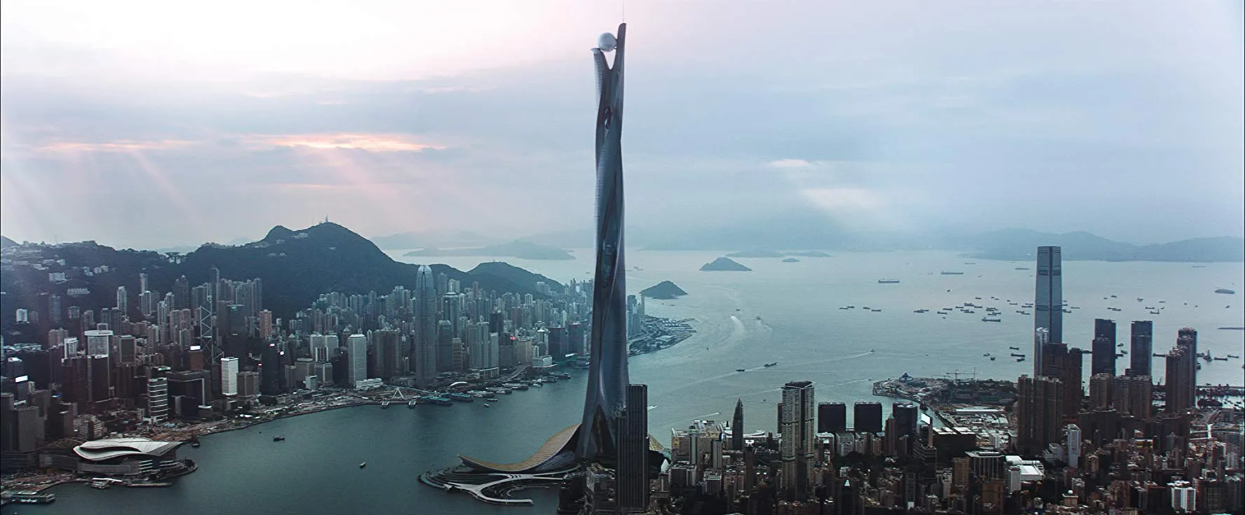 The Pearl, gedung pencakar langit tertinggi Hong Kong dalam film SKYSCRAPER. (Universal Pictures)