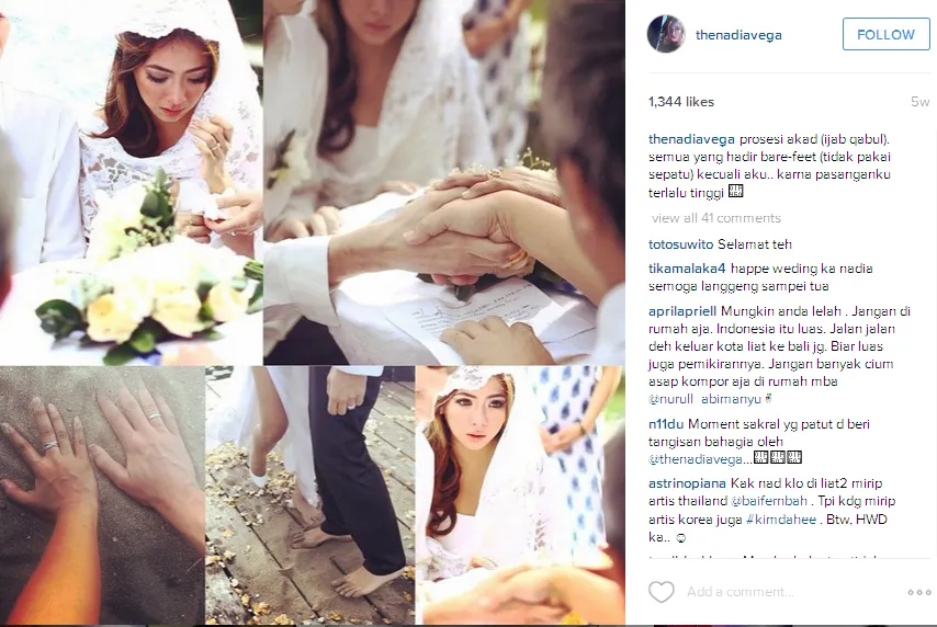 Pernikahan Nadia Vega, bernuansa putih nan mewah. @instagram/thenadiavega