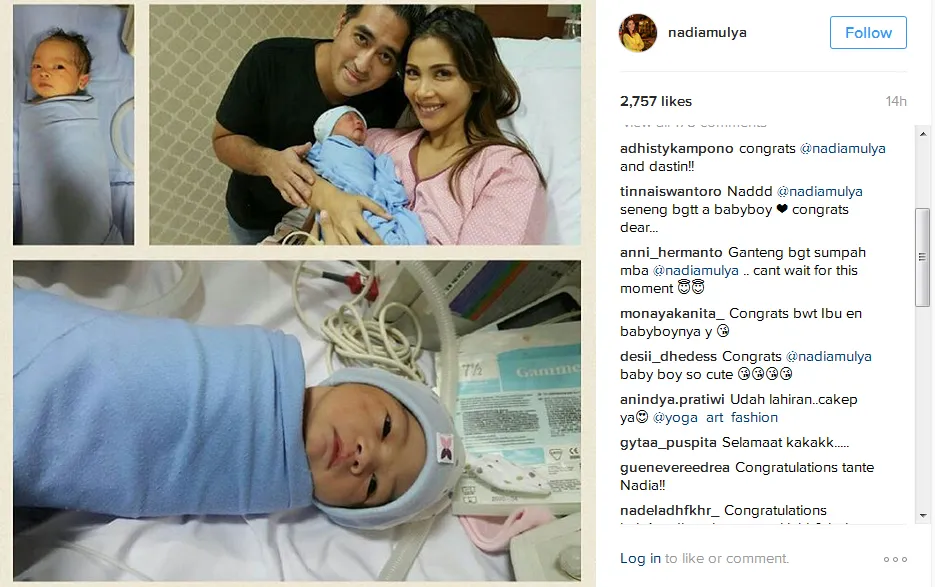 Congrat atas kelahiran anak ketiganya Nadia! © Instagram/nadiamulya