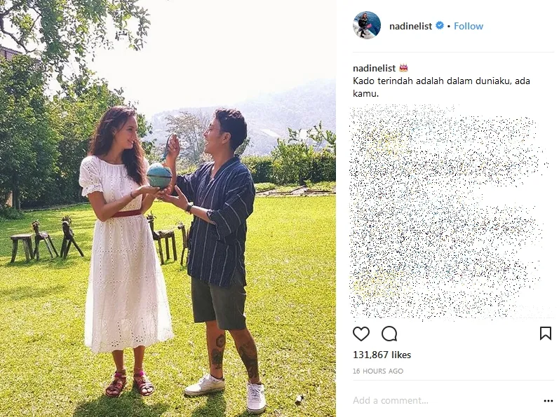 Nadine Chandrawinata sebut Dimas Anggara kado terindah dalam hidupnya ©instagram/nadinelist