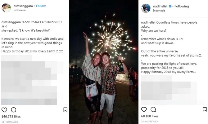 Nadine dan Dimas sama-sama mengunggah caption romantis untuk foto mereka. © Instagram