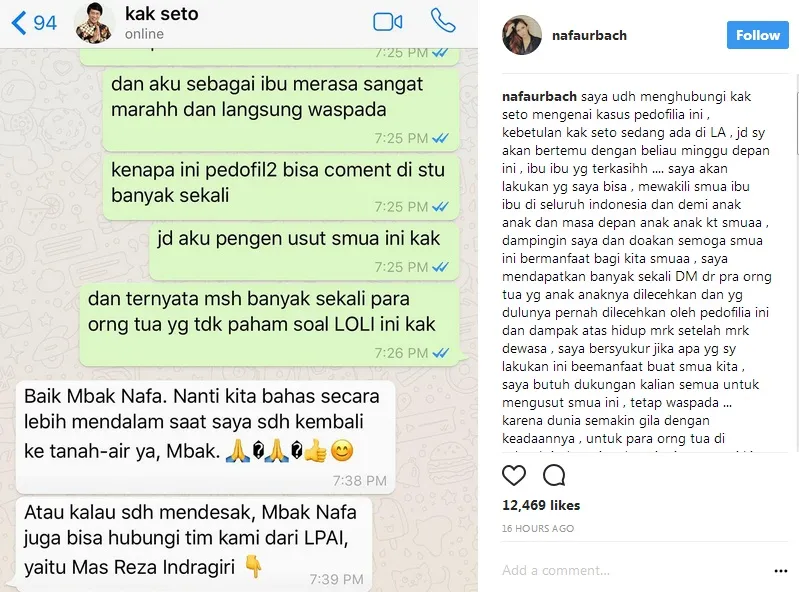 Nafa perangi pedofilia ©instagram/nafaurbach