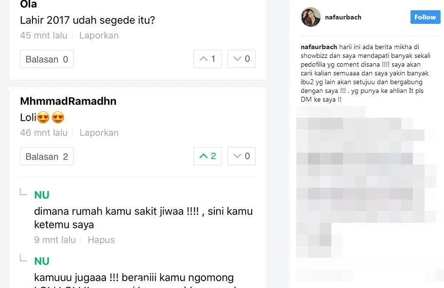 Nafa perangi pedofilia ©instagram/nafaurbach