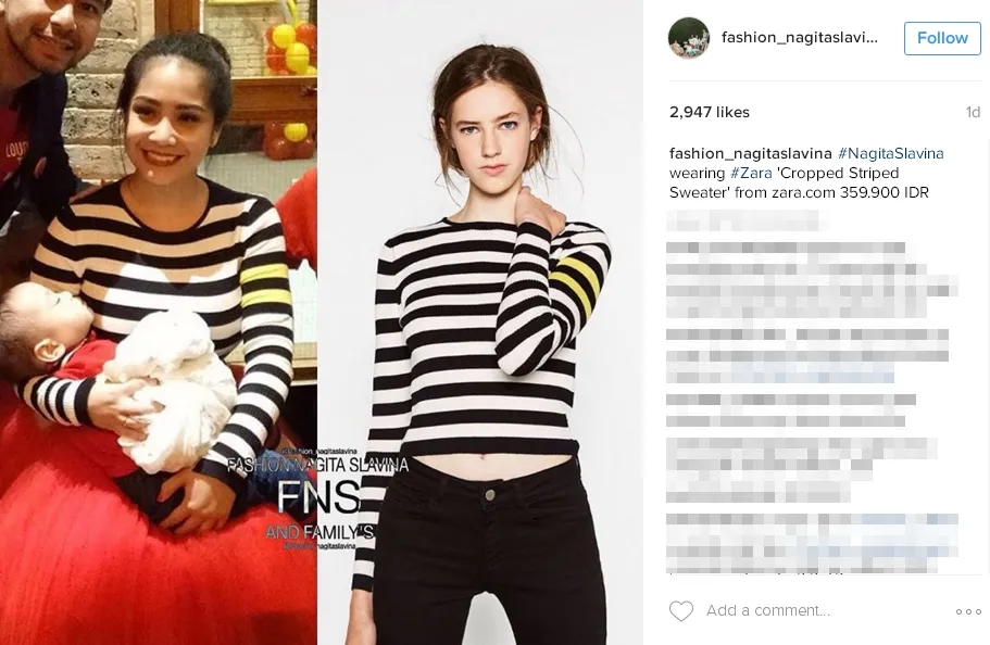 Gigi pilih brand Zara untuk hari spesialnya. / © instagram.com/fashion_nagitaslavina