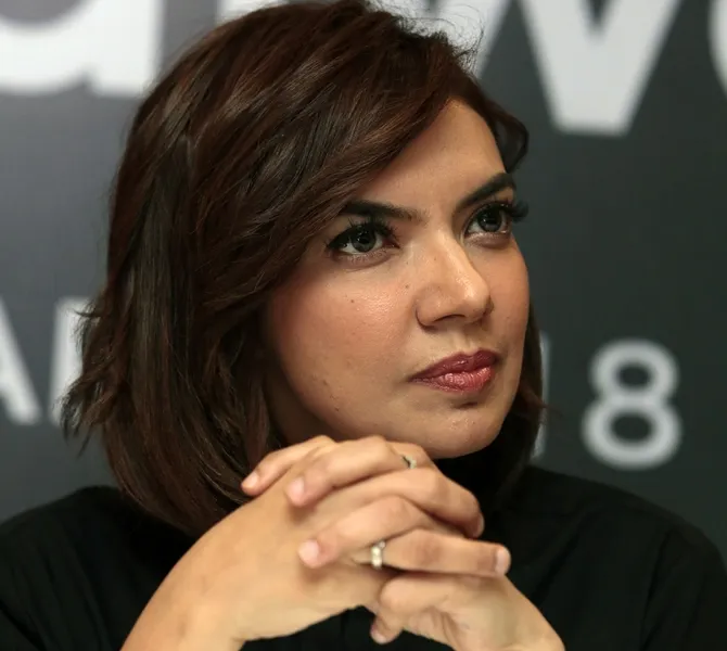 Najwa Shihab merasa senang karena 'MATA NAJWA' bisa kembali sebelum masa pemilu dimulai. © KapanLagi.com/Muhammad Akrom Sukarya