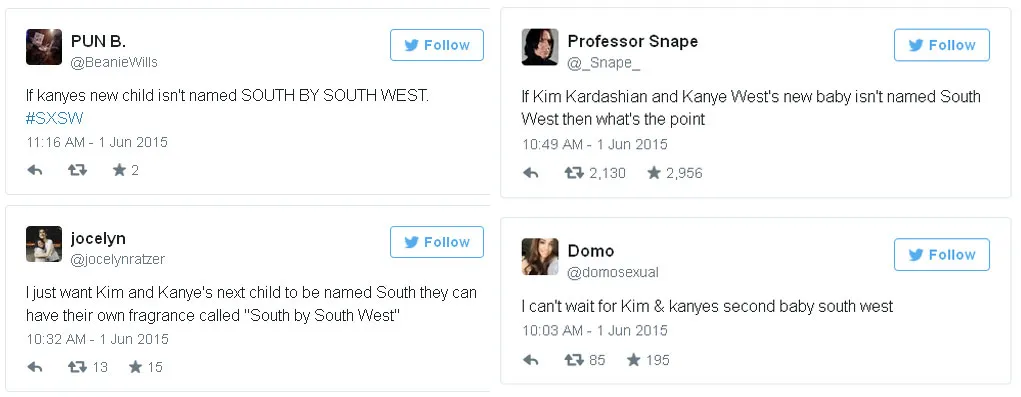 Pendapat netizen untuk nama anak kedua Kim dan Kanye © Twitter