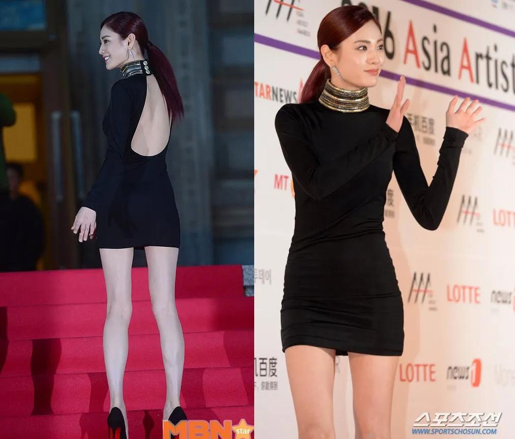 Nana After School tampil hot dengan mini dress backless di red carpet 2016 Asia Artist Awards. ©istimewa