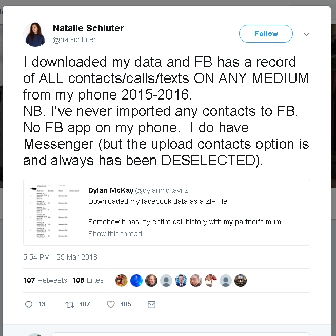 Facebook mencuri data penggunanya tanpa disadari selama bertahun-tahun. © twitter.com/natschluter/