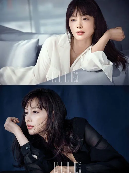 Lee Na Young dengan style simple di pemotretan terbaru. ©Elle Magazine.
