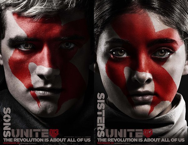 Poster pemberontakan untuk Peeta dan Primrose © Lionsgate